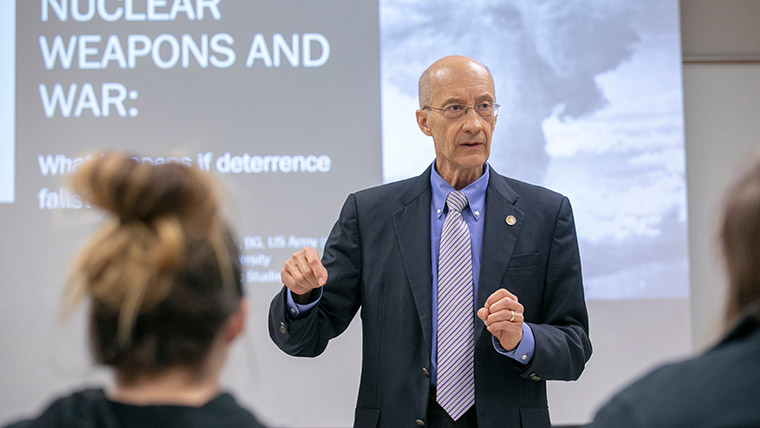 Department head John Rose giving guest lecture at Missouri State. 