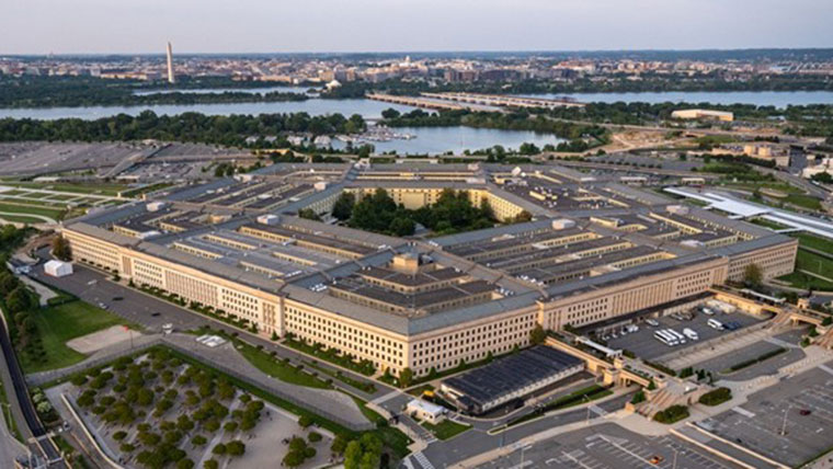 An aerial view of the Pentagon, the headquarters of the U.S. Department of Defense, in Arlington, Virginia.
